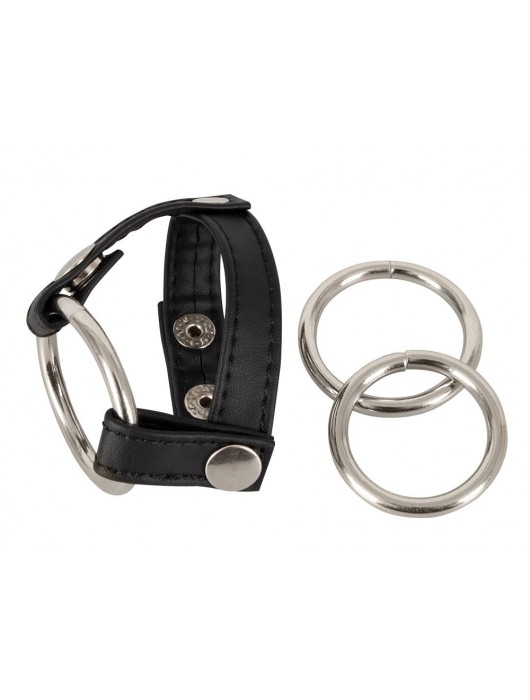 Подхват для мошонки с 3 съемными эрекционными кольцами Leder-Riemen - Orion - в Хабаровске купить с доставкой