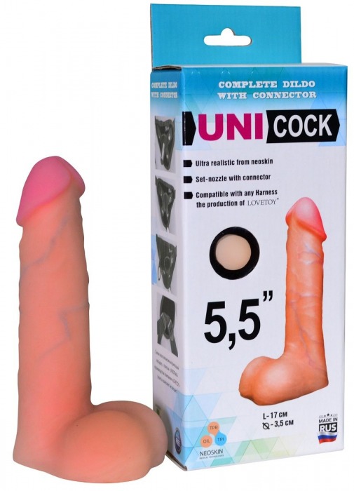 Фаллическая насадка Харнесс UNICOCK 5,5  - 17 см. - LOVETOY (А-Полимер) - купить с доставкой в Хабаровске