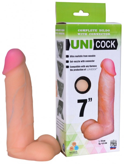 Фаллическая насадка Харнесс UNICOCK 7  - 19 см. - LOVETOY (А-Полимер) - купить с доставкой в Хабаровске