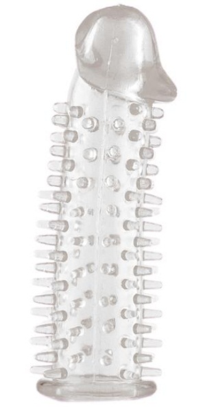 Прозрачная насадка на половой член с закрытой головкой и шипами - 12,5 см. - Toyfa Basic - в Хабаровске купить с доставкой