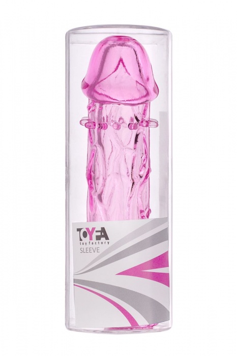 Гладкая розовая насадка с усиками под головкой - 12,5 см. - Toyfa Basic - в Хабаровске купить с доставкой