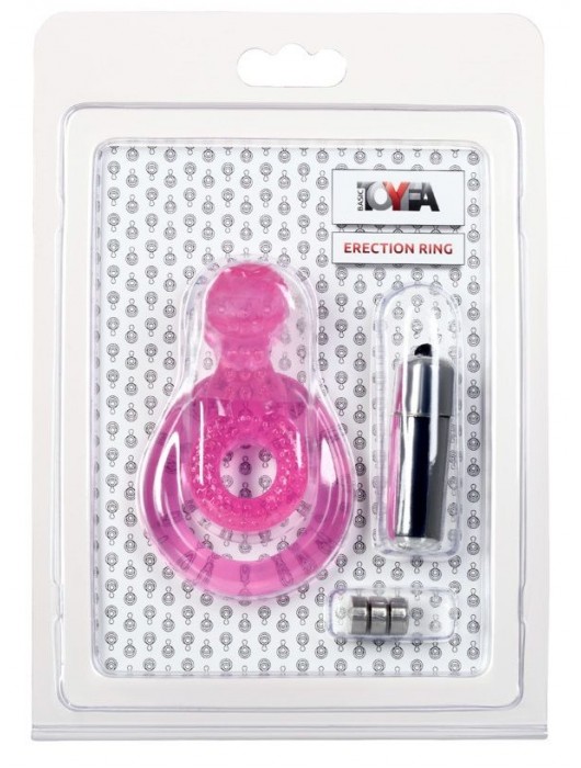 Розовая вибронасадка со стимулятор клитора   Язычок - Toyfa Basic - в Хабаровске купить с доставкой