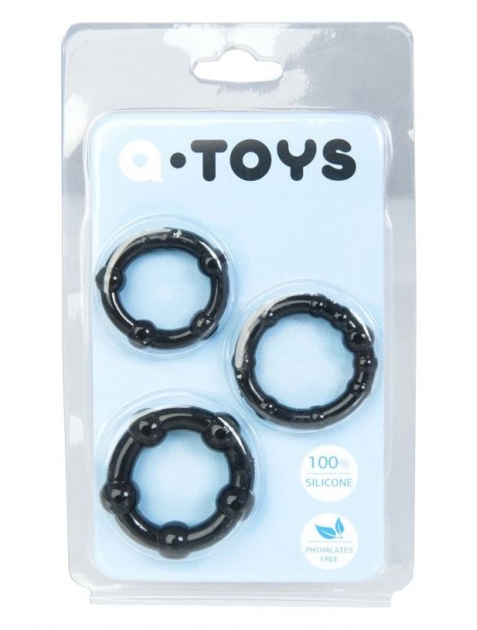 Набор из 3 чёрных эрекционных колец A-toys - A-toys - в Хабаровске купить с доставкой