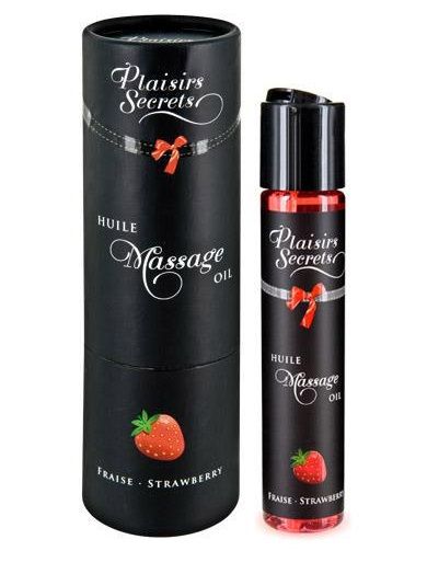 Массажное масло с ароматом клубники Huile de Massage Gourmande Fraise des Bois - 59 мл. - Plaisir Secret - купить с доставкой в Хабаровске