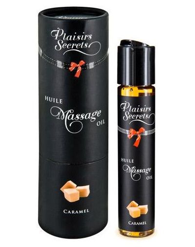 Массажное масло с ароматом карамели Huile de Massage Gourmande Caramel - 59 мл. - Plaisir Secret - купить с доставкой в Хабаровске