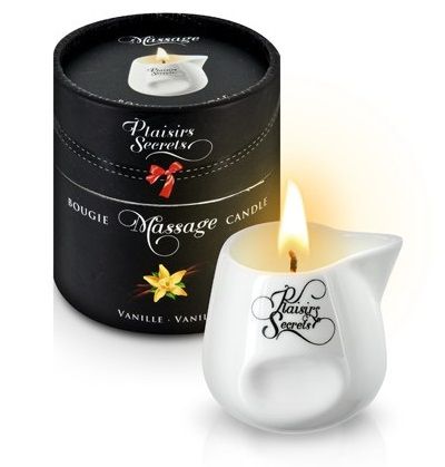 Массажная свеча с ароматом ванили Bougie Massage Gourmande Vanille - 80 мл. - Plaisir Secret - купить с доставкой в Хабаровске