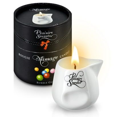 Массажная свеча с ароматом бубль-гума Bougie de Massage Gourmande Bubble Gum - 80 мл. - Plaisir Secret - купить с доставкой в Хабаровске