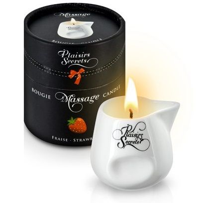 Массажная свеча с ароматом клубники Bougie de Massage Gourmande Fraise - 80 мл. - Plaisir Secret - купить с доставкой в Хабаровске