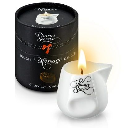 Массажная свеча с ароматом шоколада Bougie de Massage Gourmande Chocolat - 80 мл. - Plaisir Secret - купить с доставкой в Хабаровске