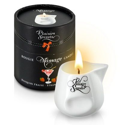 Массажная свеча с ароматом клубничного дайкири Bougie de Massage Daikiri Fraise - 80 мл. - Plaisir Secret - купить с доставкой в Хабаровске