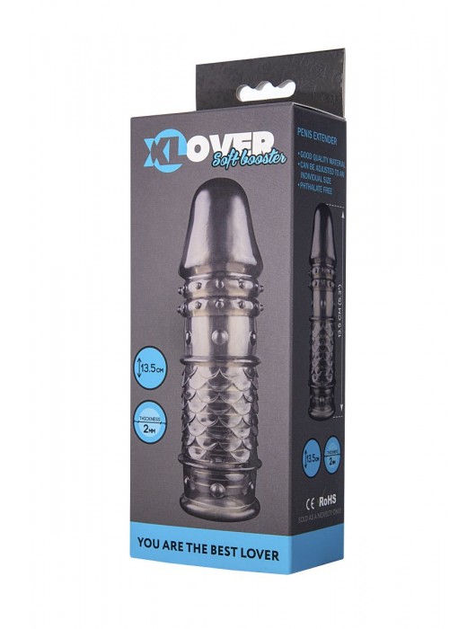 Дымчатая закрытая насадка ToyFa XLover с чешуйками и пупырышками - 13,5 см. - ToyFa - в Хабаровске купить с доставкой