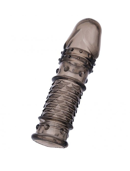 Дымчатая закрытая насадка ToyFa XLover с чешуйками и пупырышками - 13,5 см. - ToyFa - в Хабаровске купить с доставкой