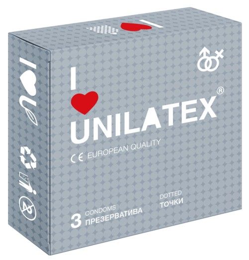 Презервативы с точками Unilatex Dotted - 3 шт. - Unilatex - купить с доставкой в Хабаровске