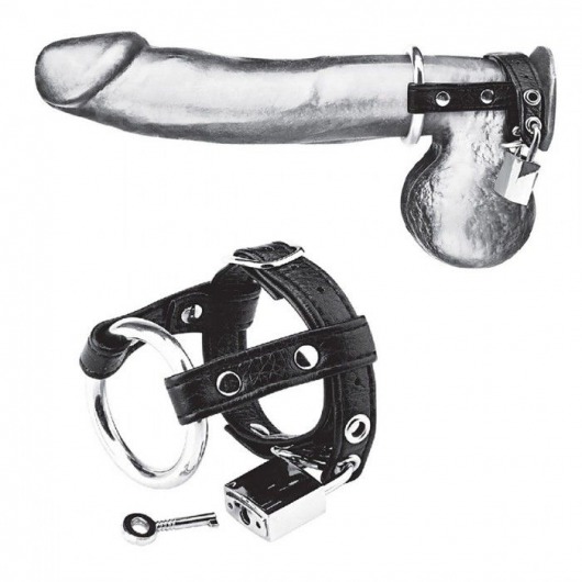 Утяжка на пенис на замочке Duo Cock And Ball Lock - BlueLine - купить с доставкой в Хабаровске