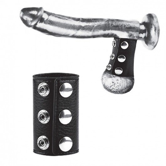 Чёрная утяжка на кнопках 100% PVC STRAP WITH METAL SNAP - BlueLine - купить с доставкой в Хабаровске
