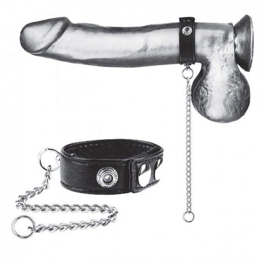 Утяжка на пенис с поводком Snap Cock Ring With 12  Leash - BlueLine - купить с доставкой в Хабаровске