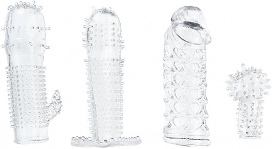 Набор из 4 насадок на член Pleasured Penis Enhancement Sleeve 4 Pack - XR Brands - в Хабаровске купить с доставкой