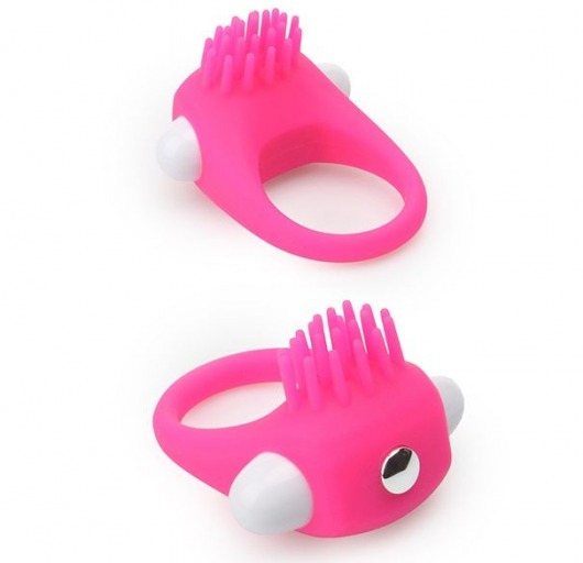 Розовое эрекционное кольцо с щеточкой LIT-UP SILICONE STIMU RING 5 - Dream Toys - в Хабаровске купить с доставкой