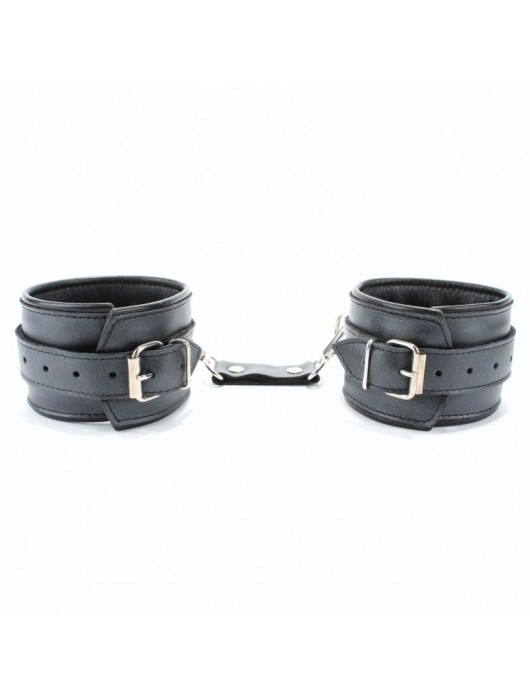 Наручники из гладкой кожи - БДСМ Арсенал - купить с доставкой в Хабаровске