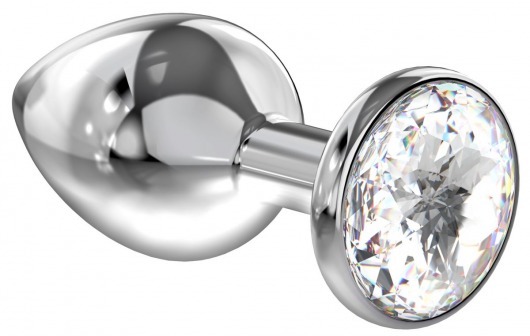 Большая серебристая анальная пробка Diamond Clear Sparkle Large с прозрачным кристаллом - 8 см. - Lola Games - купить с доставкой в Хабаровске