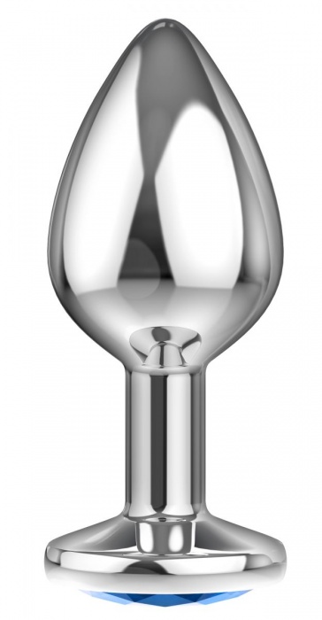 Большая серебристая анальная пробка Diamond Light blue Sparkle Large с голубым кристаллом - 8 см. - Lola Games - купить с доставкой в Хабаровске