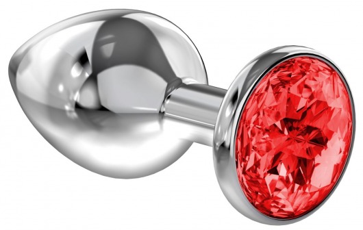 Большая серебристая анальная пробка Diamond Red Sparkle Large с красным кристаллом - 8 см. - Lola Games - купить с доставкой в Хабаровске