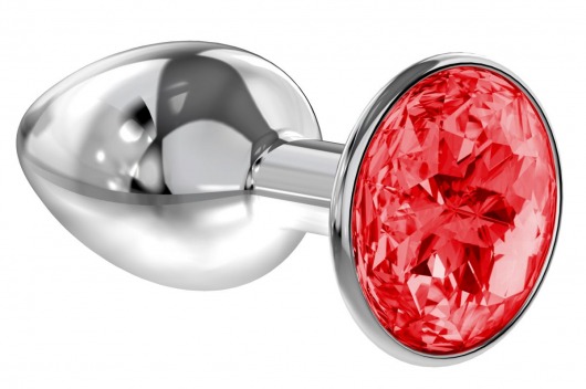 Малая серебристая анальная пробка Diamond Red Sparkle Small с красным кристаллом - 7 см. - Lola Games - купить с доставкой в Хабаровске
