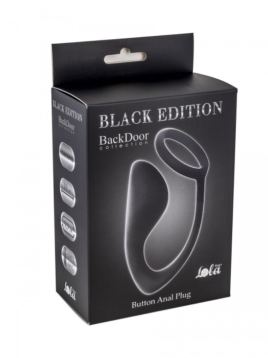 Чёрное эрекционное кольцо с анальной пробкой Button Anal Plug - Lola Games - в Хабаровске купить с доставкой