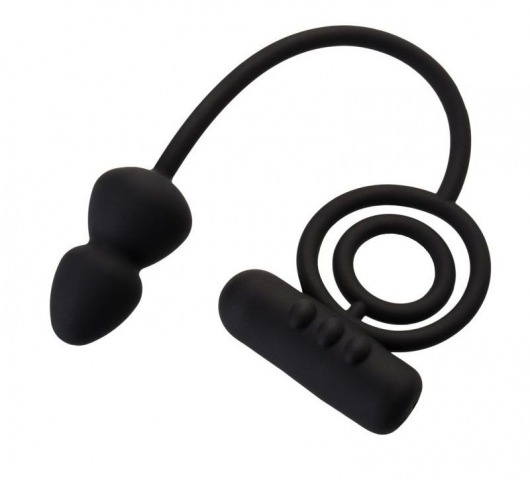 Чёрное эрекционное кольцо с вибропулькой и анальным хвостом - Erotist Adult Toys - в Хабаровске купить с доставкой