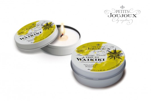 Массажная свеча Petits Joujoux Waikiki Beach с ароматом кокоса и ананаса - 33 гр. - MyStim - купить с доставкой в Хабаровске