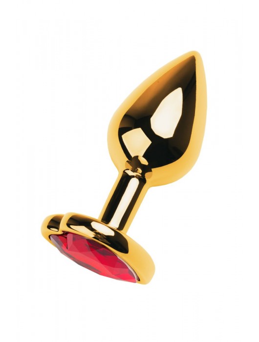 Золотистая анальная пробка с кристаллом-сердцем - 7,5 см. - ToyFa - купить с доставкой в Хабаровске