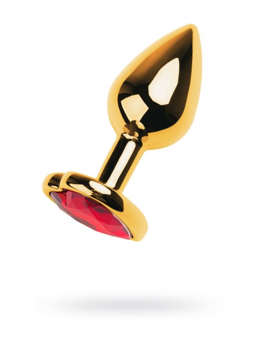 Золотистая анальная пробка с кристаллом-сердцем - 7,5 см. - ToyFa - купить с доставкой в Хабаровске