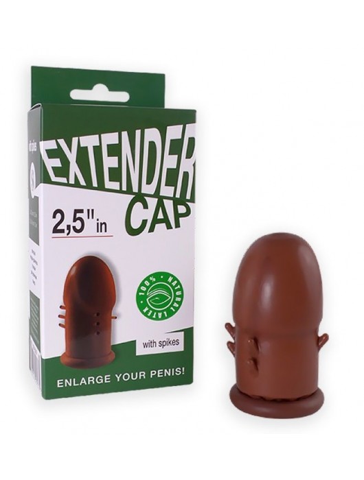 Коричневый латексный удлинитель пениса 2.5 in с шипиками - Sitabella - в Хабаровске купить с доставкой