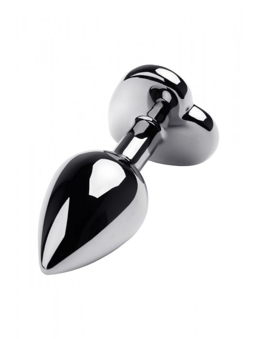 Серебристая анальная пробка с прозрачным кристаллом-сердцем - 8 см. - ToyFa - купить с доставкой в Хабаровске