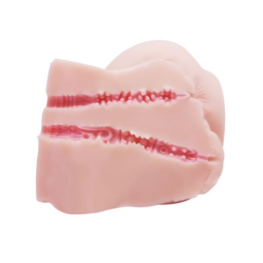 Телесный мастурбатор с двумя любовными тоннелями и вибрацией - Baile - в Хабаровске купить с доставкой