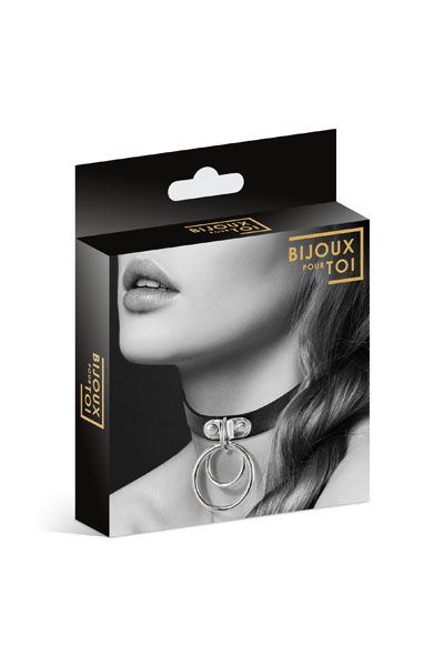 Черный чокер с двумя кольцами - Bijoux Pour Toi - купить с доставкой в Хабаровске