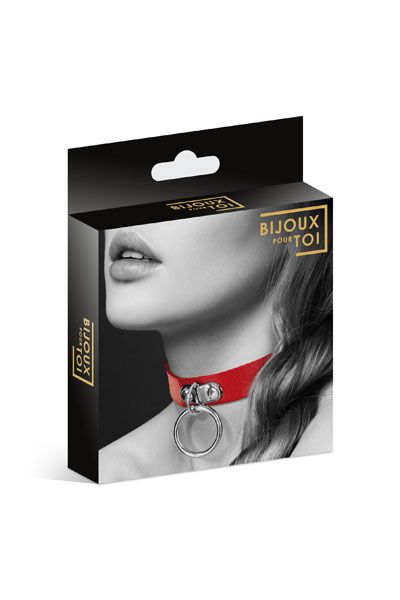 Красный узенький чокер с кольцом - Bijoux Pour Toi - купить с доставкой в Хабаровске