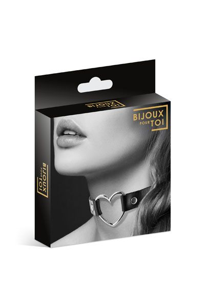Чёрный чокер с кольцом в форме сердца - Bijoux Pour Toi - купить с доставкой в Хабаровске