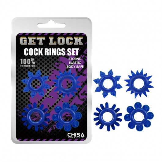 Набор из 4 синих колец Get Lock - Chisa - в Хабаровске купить с доставкой
