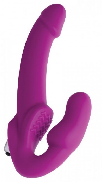 Ярко-розовый безремневой вибрострапон Evoke Vibrating Strapless Silicone Strap-on Dildo - XR Brands - купить с доставкой в Хабаровске