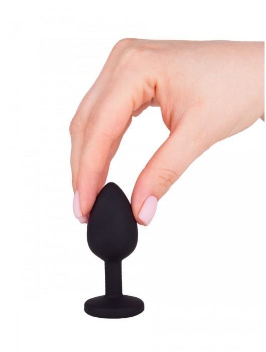 Чёрная анальная втулка с красным кристаллом - 7,3 см. - Джага-Джага - купить с доставкой в Хабаровске