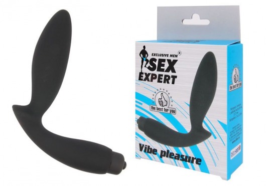 Чёрный вибростимулятор простаты Sex Expert Vibe Pleasure - Sex Expert - в Хабаровске купить с доставкой