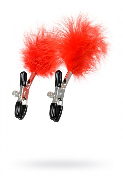 Зажимы для сосков с красным пухом Theatre - ToyFa - купить с доставкой в Хабаровске