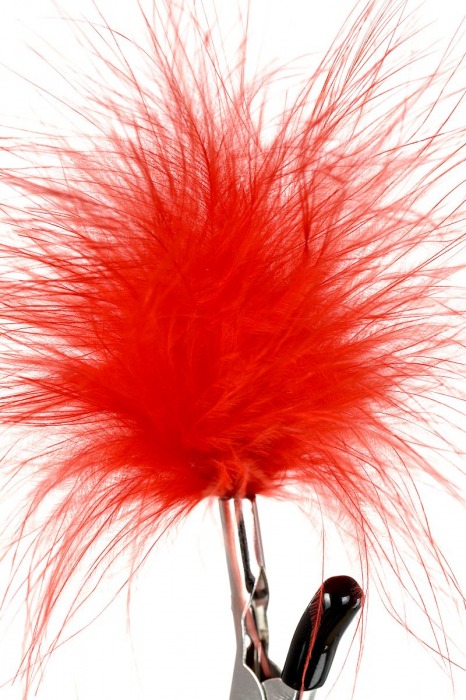 Зажимы для сосков с красным пухом Theatre - ToyFa - купить с доставкой в Хабаровске