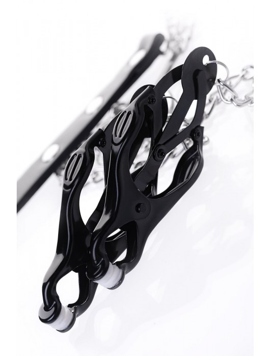 Черно-серебристые зажимы для сосков с кольцом для пениса TOYFA Metal - ToyFa - купить с доставкой в Хабаровске